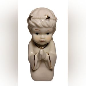 Praying all white angel with gold accents